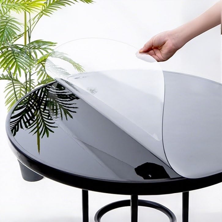 1.5 mm Thick Round Clear Table Protector Dining Table Protector Clear PVC Tablecloth Cover for Coffee Table, Writing Desk Wipeable(Frosted,55 cm)