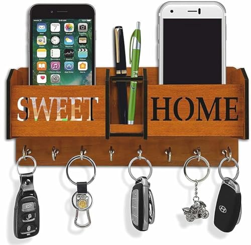 Image of SK Wood Craft Wood Key Holder (8 Hooks) Keyholder235