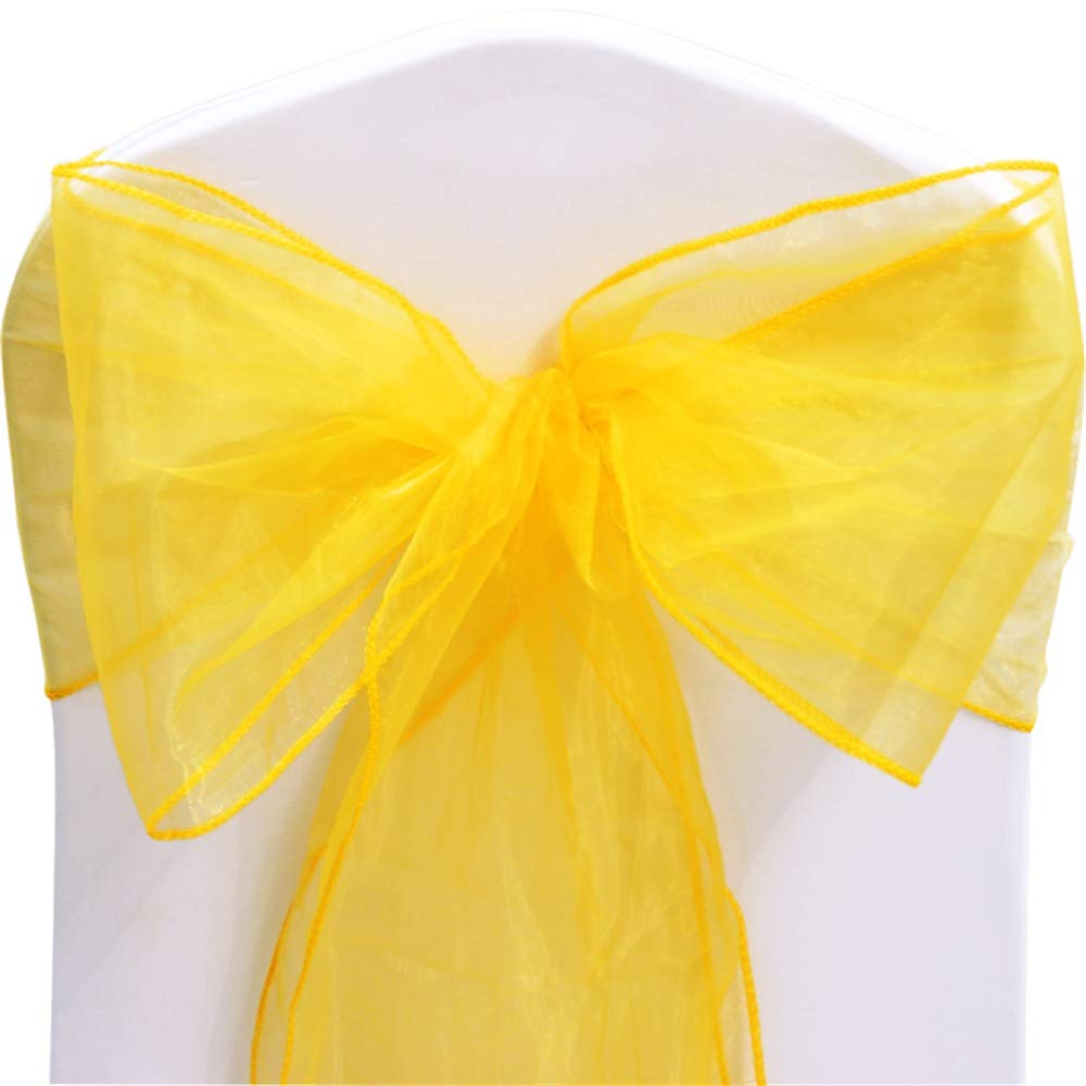 Time to Sparkle Pack of 100 Organza Sashes 22x280cm (Yellow Gold)