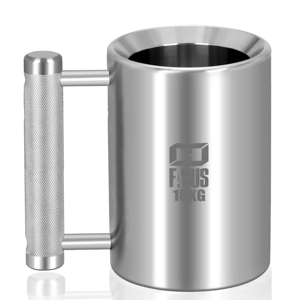Heavy Mug 40LB 18KG 24 oz 304 Stainless Steel Fitness Sports Water Cup Silver Overweight Dumbbell Coffee Mug