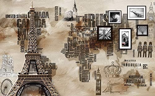 Miniatura 2 de Murwall City Wallpaper Eiffel Tower Wall Mural City Typography Wall Print Industrial Home Deocr Cafe Design Living Room
