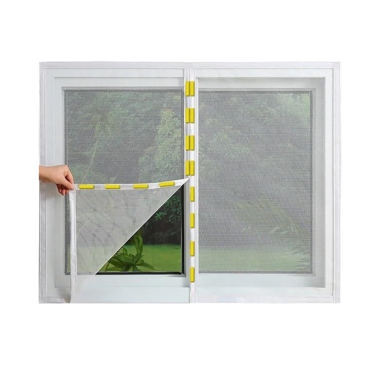 1 szt. Moskitiera Ekran magnetyczny Kurtyna powietrzna Niewidoczne okno Silna moc ssania Lato(White,W150cm x h150cm)