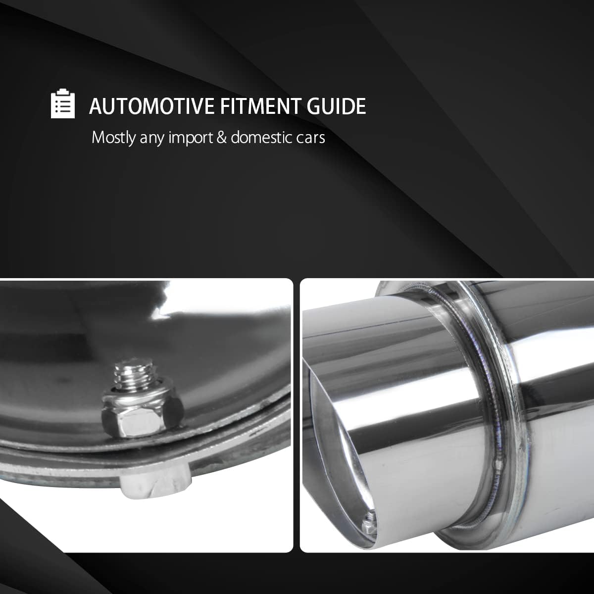 AUTOZENSATION Universal 4" Slant Burn Tip Fireball Style Stainless Steel +HP, Racing Exhaust Muffler