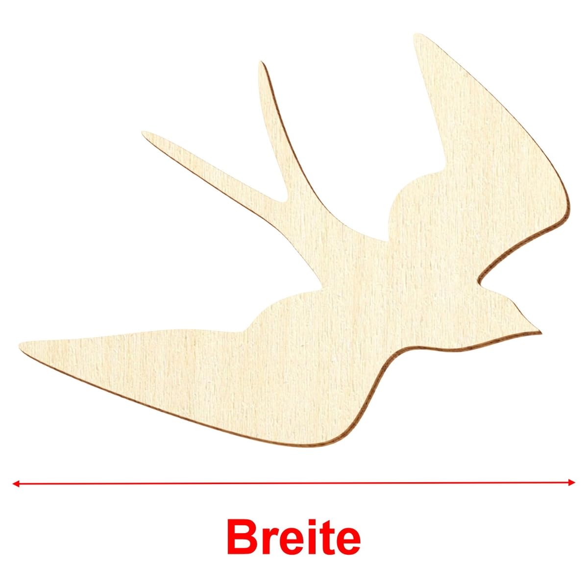 Fliegende Holz Schwalbe - Deko Basteln 3-50cm, Größe:20cm, Pack mit:10 Stück