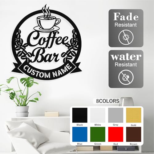 Image of Personalized Coffee Bar Metal Sign, Custom Coffee Signs, Custom Coffee Name Signs for Cafe Station, Coffee Wall Art Decor for Kitchen, Cafe Shop Decor, Cafe Lover Gift