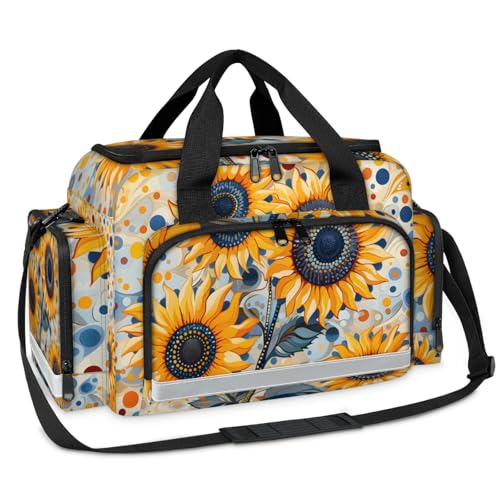 GzLeyigou First Aid Bags Empty, Cute Sunflowers Emergency Bag First Aid Kit Multiple Compartment Kit Carrier On Call Trauma Bag For Paramedics Emergency Medical Supplies Kit