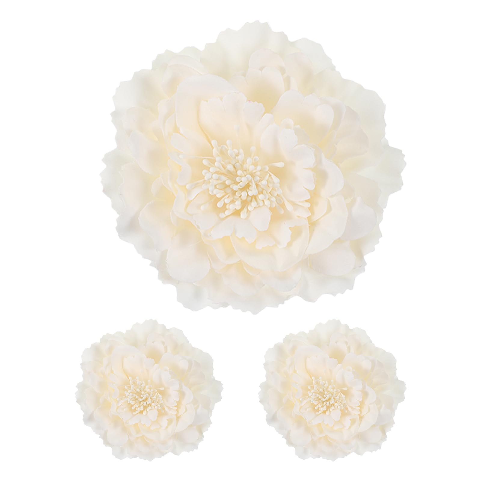 Lot de 3 pinces fleurs pivoines blanches pour customiser vêtement et cheveux