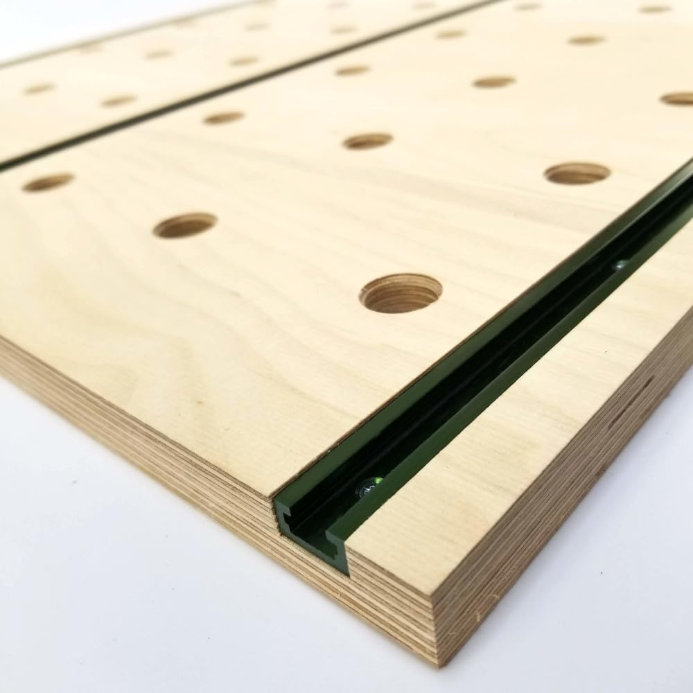 Plan de travail de menuisier 915 x 610 mm avec trous de 20 mm et rails en T en contreplaqué pour l'atelier, accessoires de menuiserie, éléments de montage | Woodfan