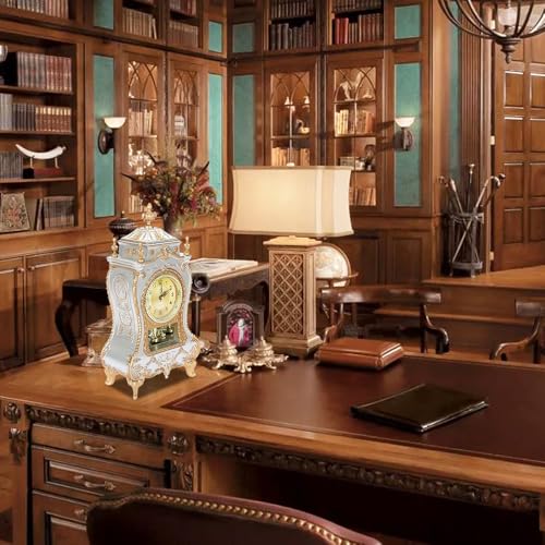 Reloj de mesa de estilo europeo vintage antiguo con péndulo blanco para hogar 5