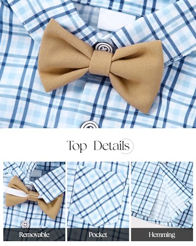 Image of ZOEREA Toddler Boy Suit Formal Wedding Outfits Gentleman Clothes Long Sleeve Shirt + Suspender Pants + Bowtie