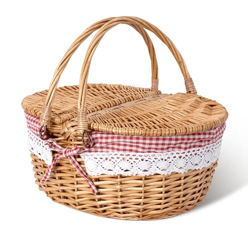 GRANNY SAYS Picnic Basket, Wicker Basket with Lid, Woven Cute