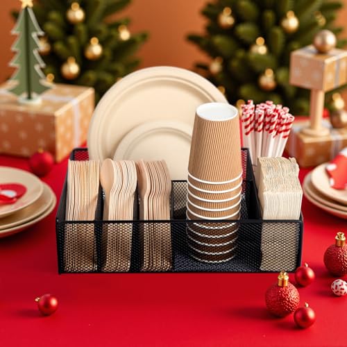 ZZDWLDHA Utensil Caddy for Party - Paper Plate Holder ,Silverware Caddy Utensil Holder Paper plate Organizer with 6 Compartments for Party, Camping, Picnic - Image 7