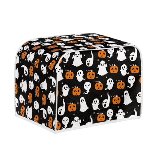 NETILGEN 2 Scheiben Toaster Staubschutz Brot Toaster Ofen Staubdichte Abdeckung Küche Backgeschirr Schutz Staubdicht Fingerabdruck Schutz für Halloween Geschenk (11,4 x 7,9 x 7,5), Geist Kürbis