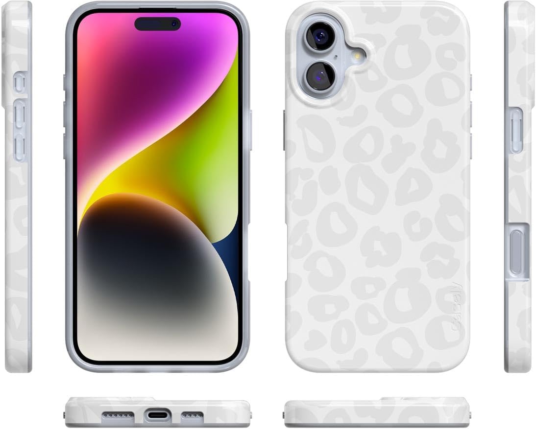 Casely iPhone 16 Case | Into The Wild | White Snow Leopard | Compatible with MagSafe | Classic Ultra Slim Design