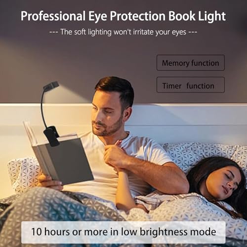 Image of 10 Pack Rechargeable Book Lights for Reading at Night in Bed, LED Book Light with Memory Function Lightweight Booklight Bulk Clip on Small Portable Travel Reading Lamps for Book Lovers USB Charging