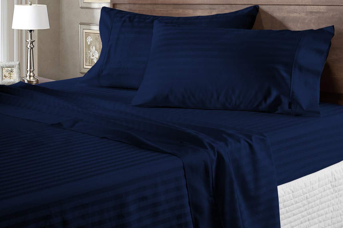 100 Egyptian Cotton 400 Thread Count Bed Sheets-Split King Size Deep Pocket Upto 14-16 Sheet Set Royal Blue