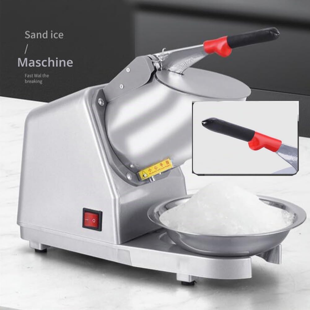 300 W elektrischer Eiszerkleinerer mit Doppelmesser, 220 V-240 V, Zerkleinerungsmaschine, 65 kg/h, elektrisch, kommerziell, Smoothie-Maschine, Restaurants, Bars, Partys, Silber