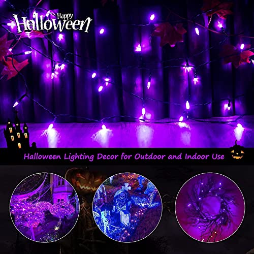 Image of Christamas Decorations Purple String Lights Battery Operated 17.8 Feet 50 LED 2 Pack Waterproof Mini Fairy Lights with 8 Lighting Modes for Outdoor Indoor Use, Xmas Halloween Tree Holiday Party Patio