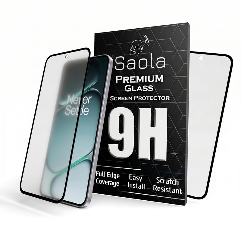 Image of Saola HD Matte Tempered Glass With 18H Hardness For Oneplus Nord 6 (Pack Of 2) with Hassle-less Installation Kit. Full screen Coverage. 6.78 inch