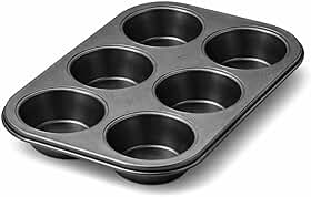Forma para Cupcake 12 Cavidades Antiaderente – Assadeira para Muffin em Aço Carbono, Fácil de Desenformar, Uso Doméstico e Profissional (6 Cavidades)