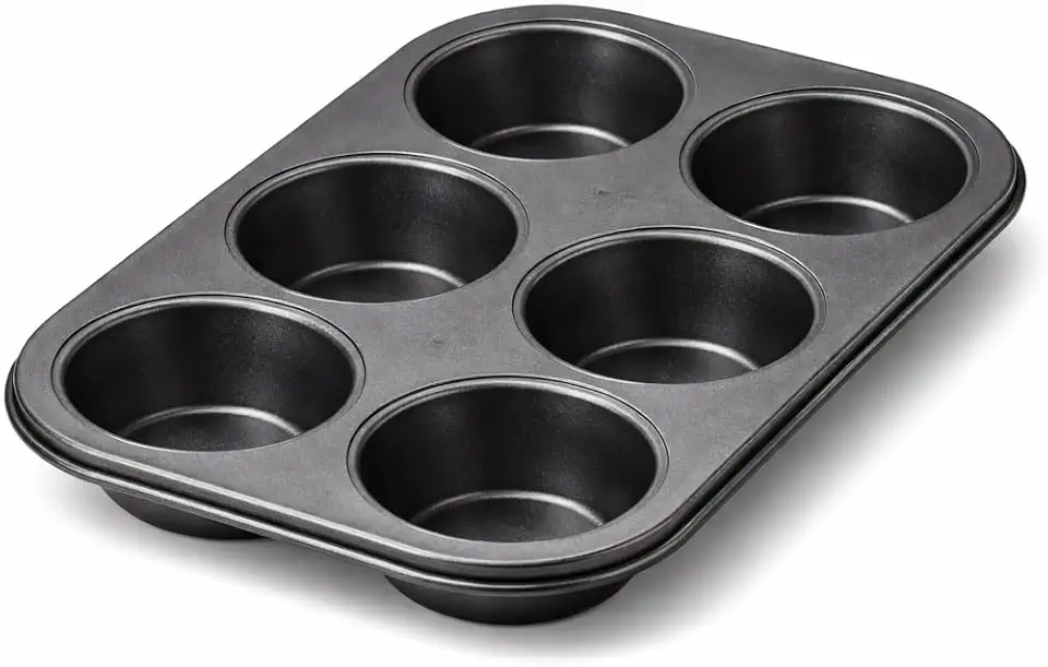 Forma para Cupcake 12 Cavidades Antiaderente – Assadeira para Muffin em Aço Carbono, Fácil de Desenformar, Uso Doméstico e Profissional (6 Cavidades)