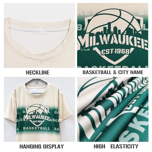 Lztgift Camiseta de basquete City Silhoutte Shield Basketball Gradient Shirt Pull On Apparel Gift fo