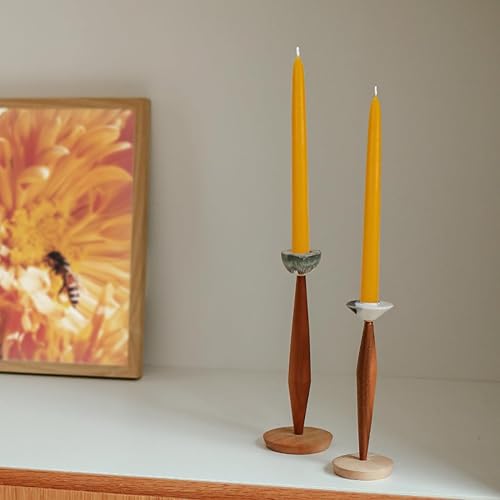 Miniatura 5 de 8 velas cónicas de cera de abeja, velas naturales hechas a mano de 9 pulgadas, sin goteo y sin humo, 9 horas de tiempo de combustión