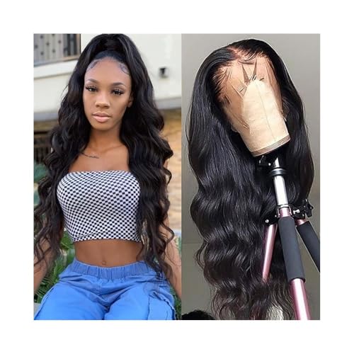 Perruque Lace Front Body Wave 13x4 en cheveux indiens naturels pré-épilés de 45 cm