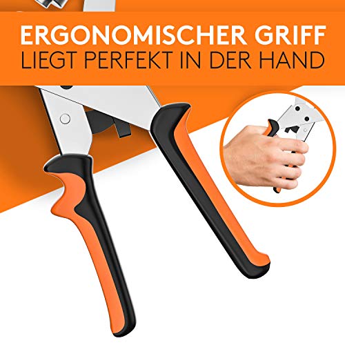 Meisterfaktur Profi Ösenzange - Minimaler Kraftaufwand - Sichere Ösenpresse mit 100 Ösen (Innen-Ø 10mm) - Ideale Ösenzange für Stoffe, Planen und Sonnensegeln!… (10mm)