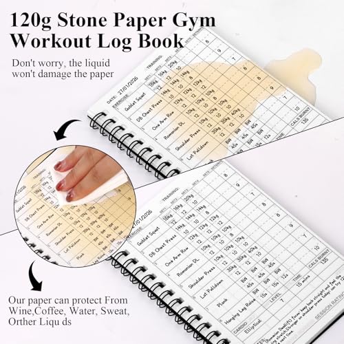 Cuaderno de entrenamiento A6 en papel de piedra impermeable para registro de gimnasio 4