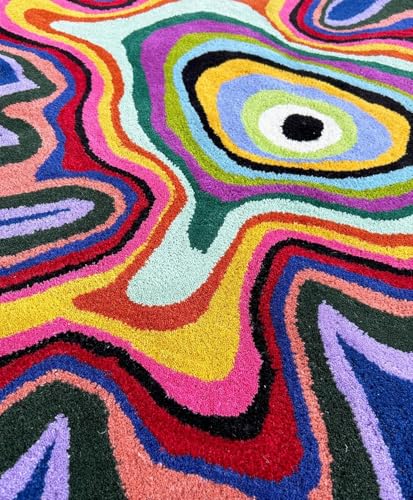 Image of Hand Made Tufted Carpet Premium Wool Abstract Irregular Design Non Slip Area Rug for Living Room Weight- |44 Pound|Size-8x10 Feet (96x120 Inch)
