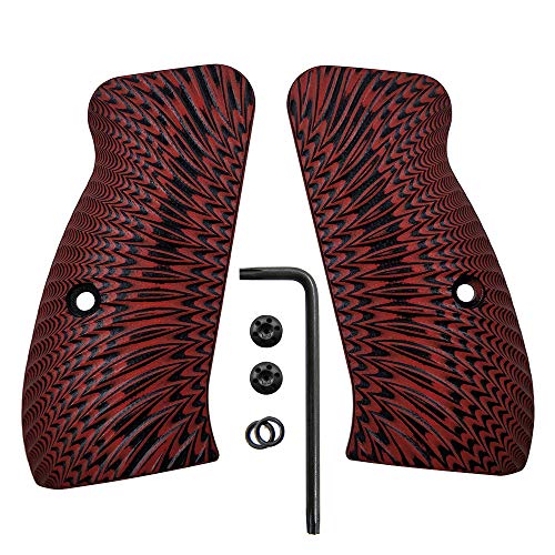 CZ 75 Compact G10 Grips, Sunburst Texture, Cool Hand Brand Cherry Color - Thumbnail 2