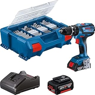 Bosch Professional 18V System GSB 18V-28 cordless combi drill (incl. 2x2.0 Ah rech. battery, charger GAL 18V-20, Pick and Click L-Case w. 100-pce accessory set)  Amazon Exclusive Set
