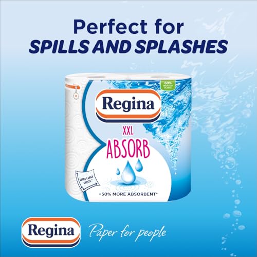 Regina XXL Absorb Kitchen Towels – 16 Rolls Per Pack, Super Absorbent 2-ply sheets, 75 Extra-large Sheets Per Roll, 50% More Absorbent Than Previous XXL Products, Easy Open Pack, 60% PCR Plastic - Image 3