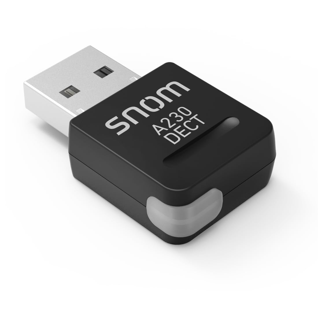 Snom A230 USB DECT-Dongle wird über den vorhandenen USB-Port des Snom Tischtelefons verbunden und dient fortan als DECT Basisstation, Keine Konfiguration nötig, 00004386 | Plug-and-Play Headset-Anschluss, kabellose Audioverbindung, IP-Tischtelefon Zubehör