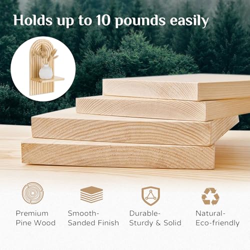 Walasis Boho Shelf Wall Decor: Wooden Small Hanging Shelves for Plant Candle - Image 4