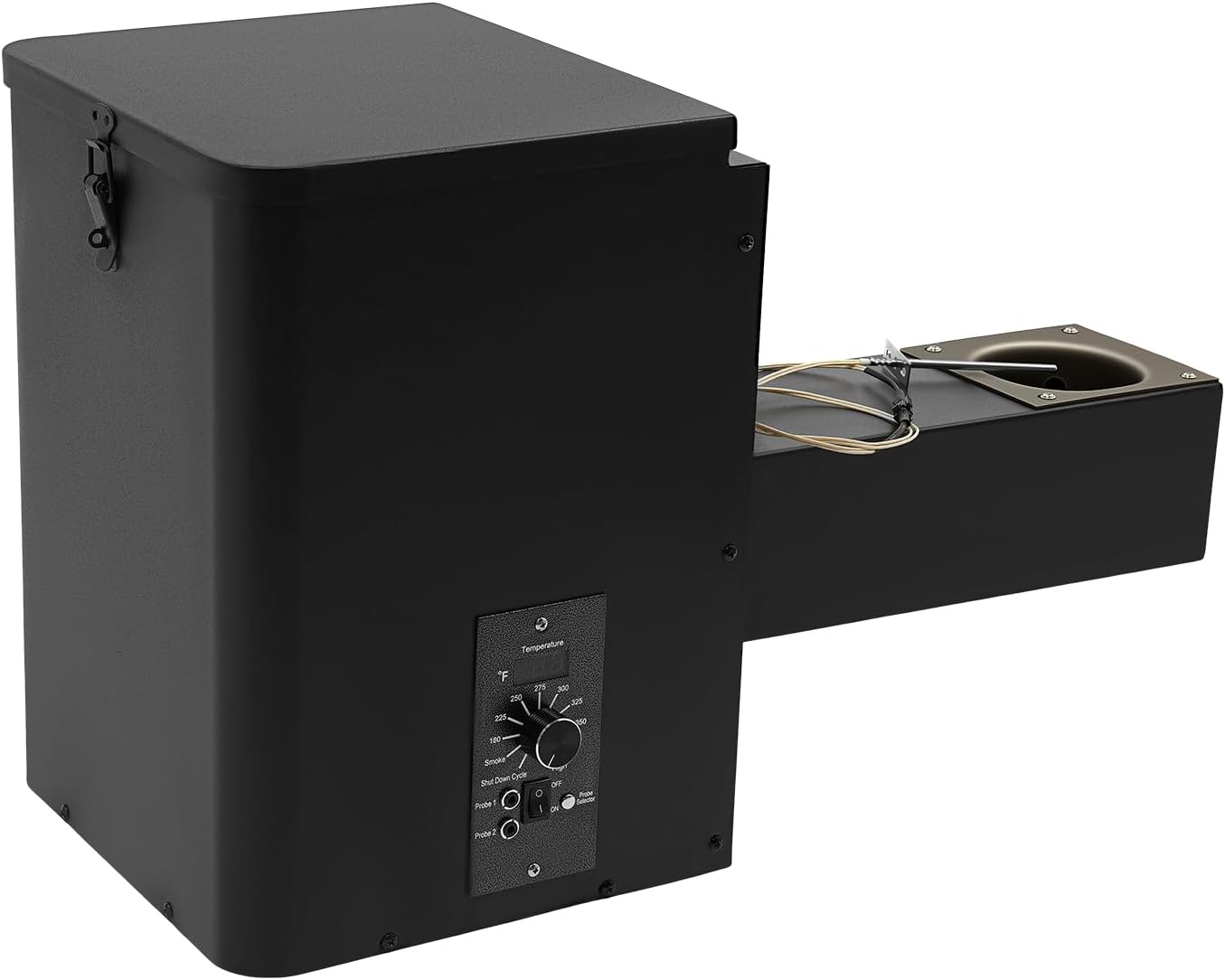 Pellet Smoker Hopper, 250W 110V 180℉- 500℉ Ajustable Temperature Electric Wood Pellet BBQ Grill Hopper Assembly Kit Pellet Hopper for Smokers (Knob Control 25.59 x 11.02 x 13.78in)