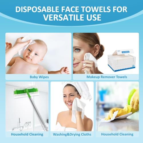 Image of HOMEXCEL Face Towels, XL Disposable Face Towelette Ultra Soft & Absorbent