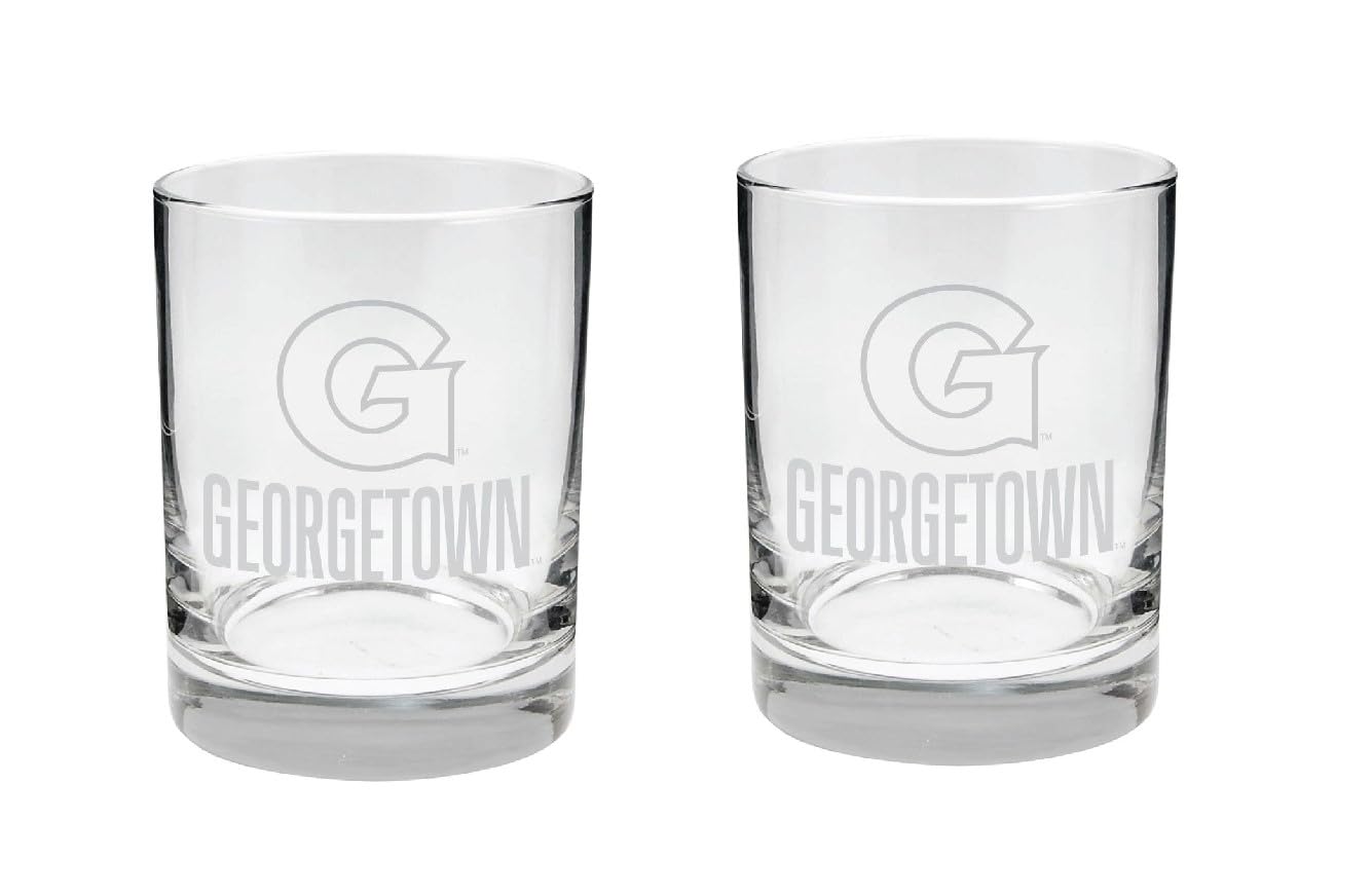 Georgetown Hoyas 2-Sided Satin Finish Rock Glass Set of 2 14oz
