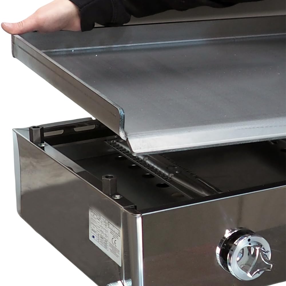 MBH - Plancha gas 120 eco - acero laminado profesional para hosteleria. Plancha de asar industrial para smash burger, cocina de bar y restaurante.