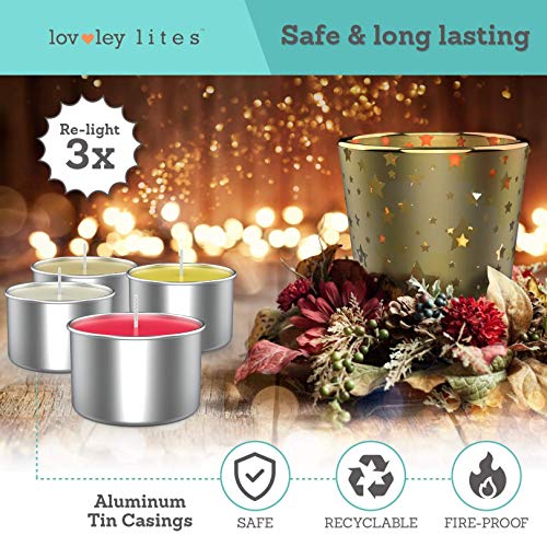 Lovley Lites Soy Tealight Candles Apple Cinnamon - 36 Premium 1 Inch Tall Red Tea Candles, Long Burning Tea Lights Scented With Essential Oils #TOP5