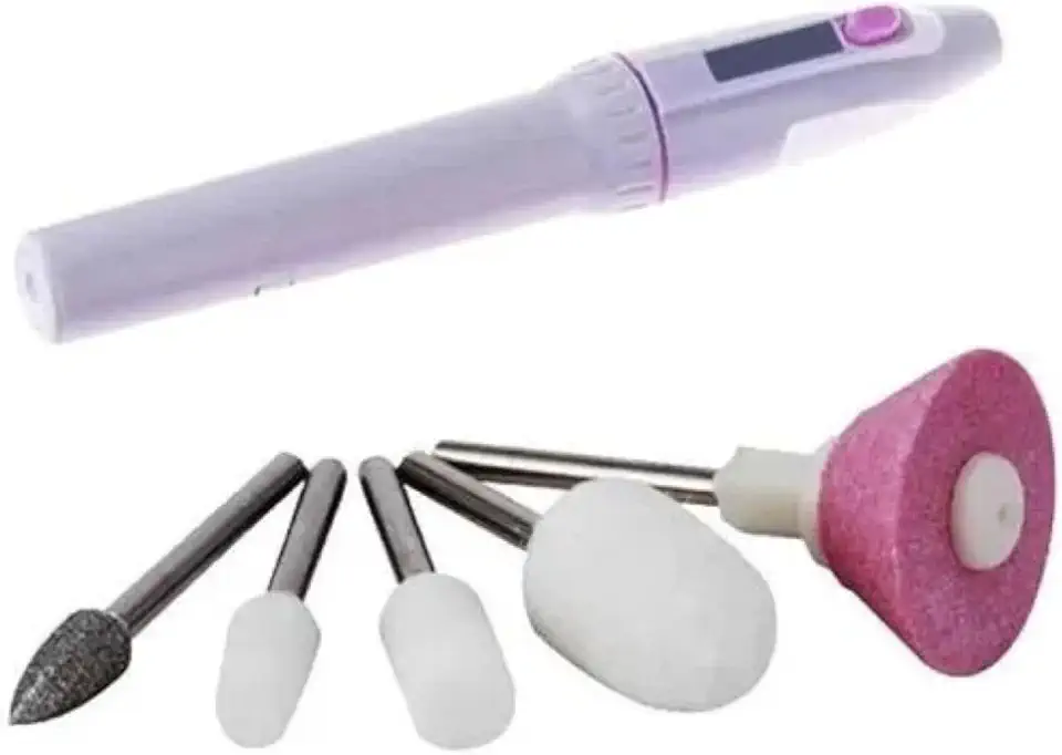 Lixa de Unha Elétrica Portátil Manicure e Pedicure 5 em 1 | Removedor de Cutícula e Polidor Salon Shaper | Caneta Lixadeira de Unhas para Modelagem e Brilho com 5 Pontas Intercambiáveis