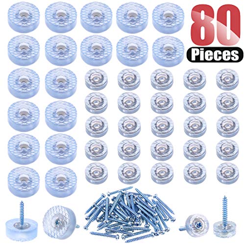 Hilitchi 80 Pcs [2-Size] Transparent Round Rubber Feet Bumpers Pads with Matching Screws