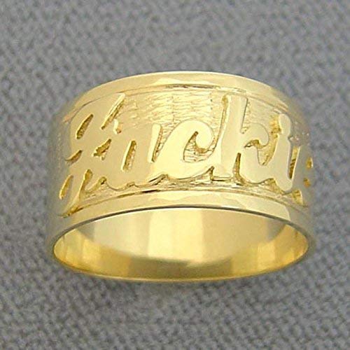 Personalized Script Font Name Solid 10K Gold Band Ring Custom Made Personalized Script Font Name Solid 10K Gold Band Ring Custom Made