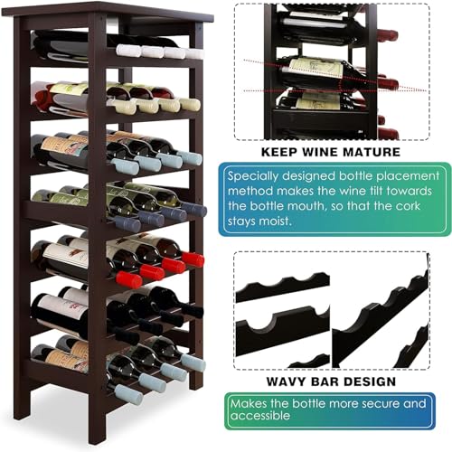 Soporte de Vino de Madera Libre con 7 Estantes para 28 Botellas miniatura 3