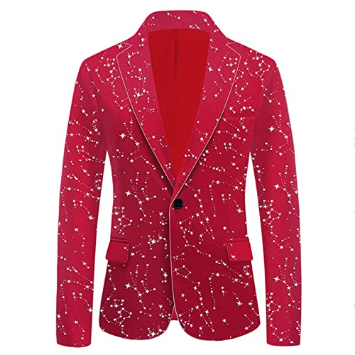 Luxury Gold Stars Bronzing Dress Blazer Men's One Button Notch Lapel Blazer Wedding Party Prom Wear3