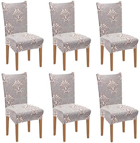 XIANYU Priting Dining Chair Covers,Stretch Dining Chair Slipcover Parsons Chair Covers Removable Chair Protector Covers for Dining Room, Hotel, Ceremony,Banquet Chair Seat Covers(Colour9,Set of 6)