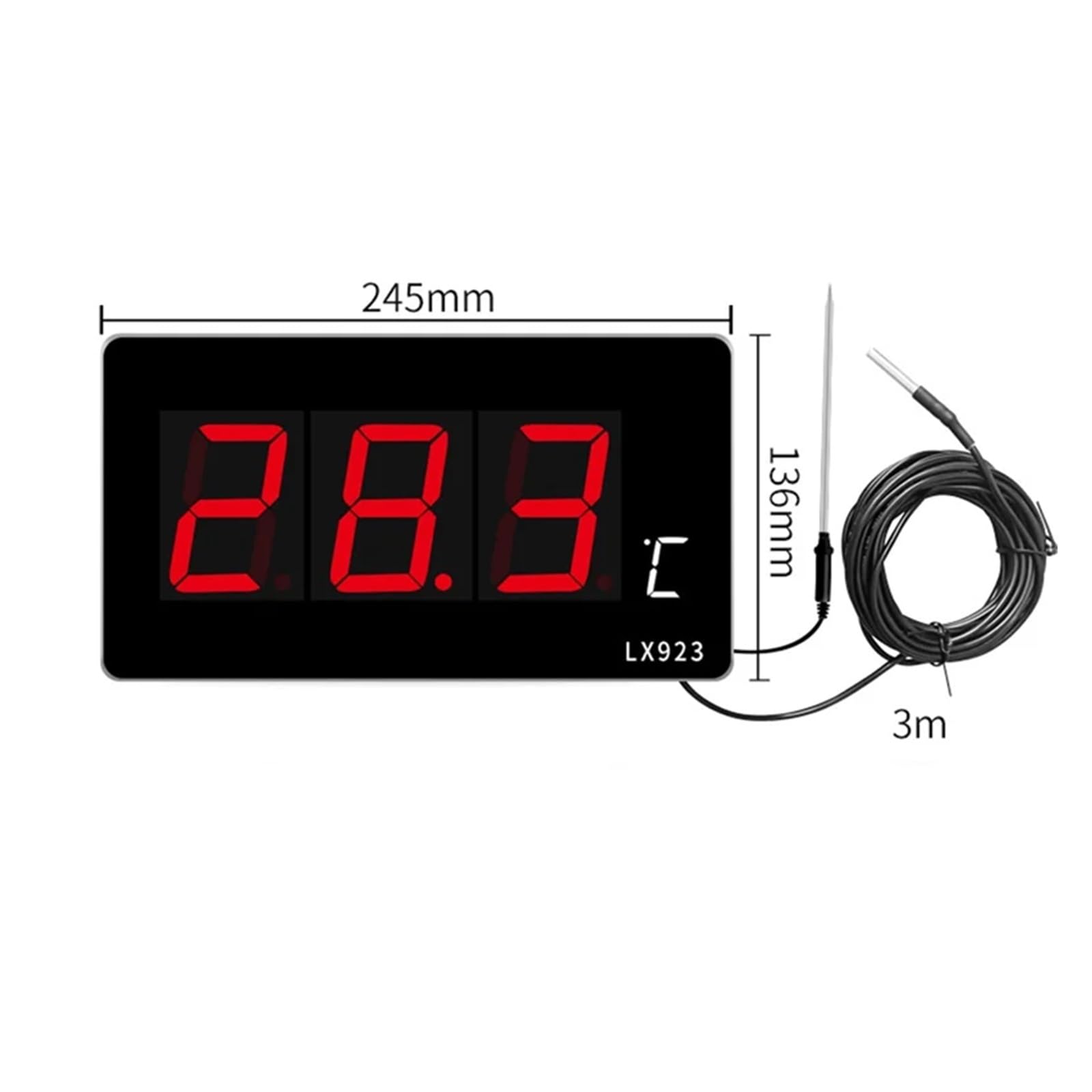 Termómetro For Acuario con Pantalla LED Y Sonda Impermeable. Adecuado For Peceras Ambientes Exteriores