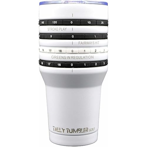Golf Stainless Steel Cup, 30 oz Leak Proof Lid, Double Wall Insulation, Golf Tumbler with Score Keeping Counter used for strokes per hole, Greens in Regulation & Fairways Hit
