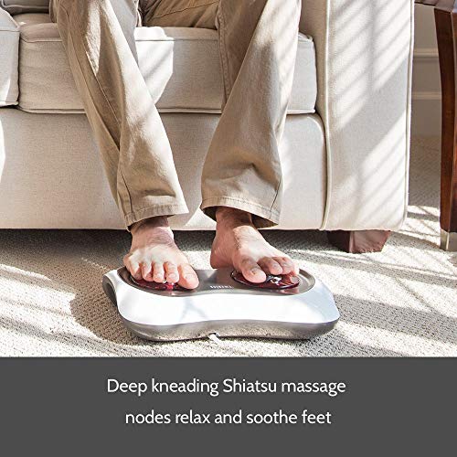 Homedics Deluxe Shiatsu Foot Massager With Heat – Therapeutic Kneading & Rolling Foot Massager Machine, 4 Rotational Heads With 10 Massage Nodes, Toe-Touch Control #TOP4